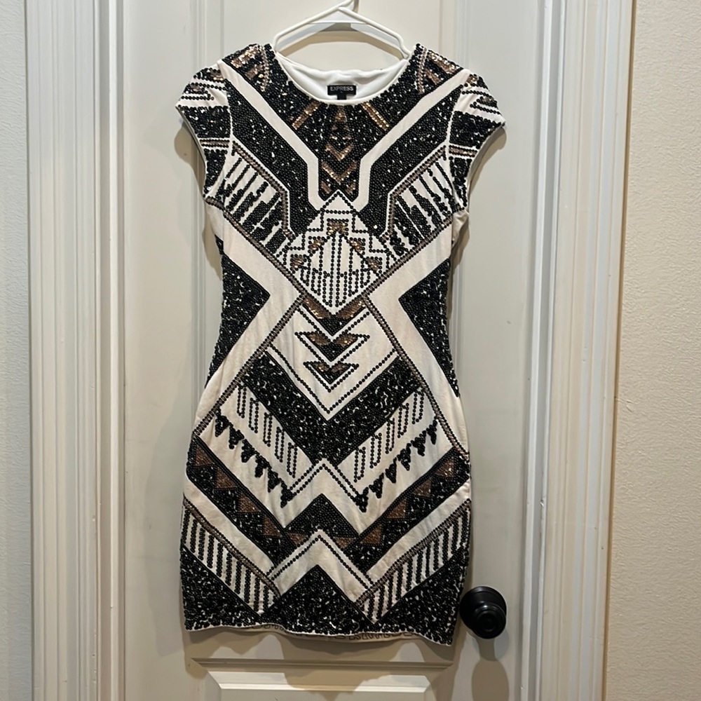 Aztec Sequin Midi Dress